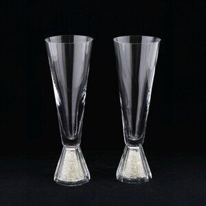 Saks Fifth Ave Rhinestone Crystal Champagne Flutes Set of 2, Vintage Glam